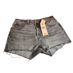 Levi's 501 Women's Shorts Size 32 Black Button-fly Red Tab High Rise Cut-off 27